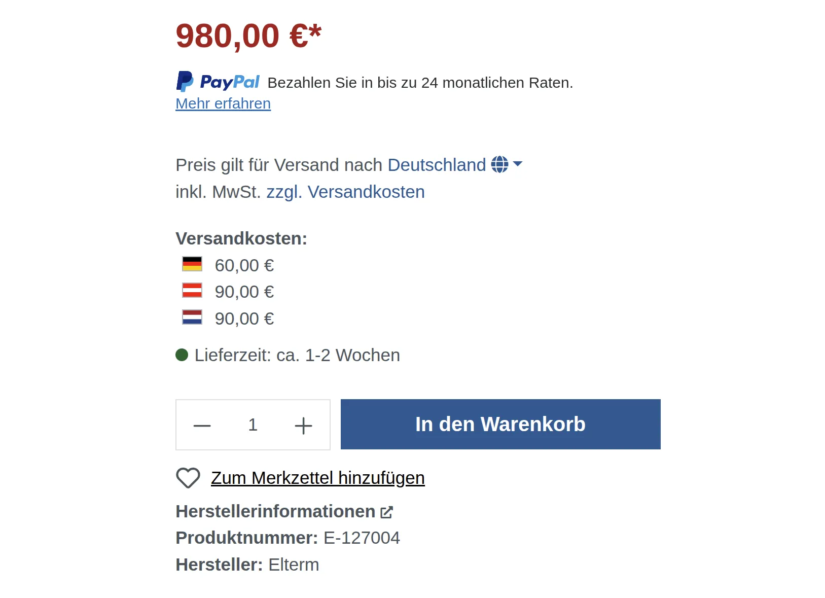 Versandkosten direkt am Artikel