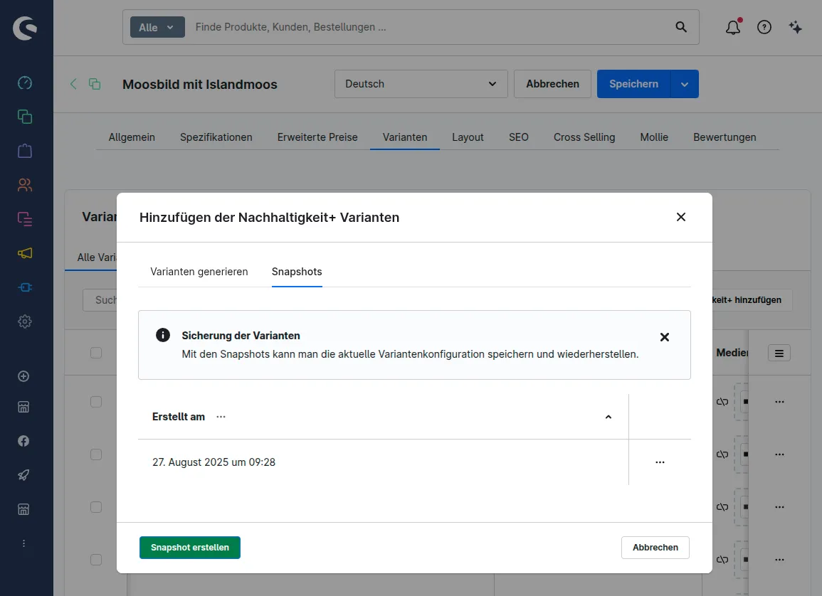 Varianten-Generator für nachträgliche Eigenschaften